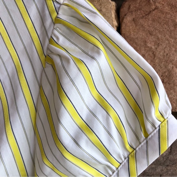 Express white yellow stripe cap short sleeve blouse NWT Large - Picture 10 of 14